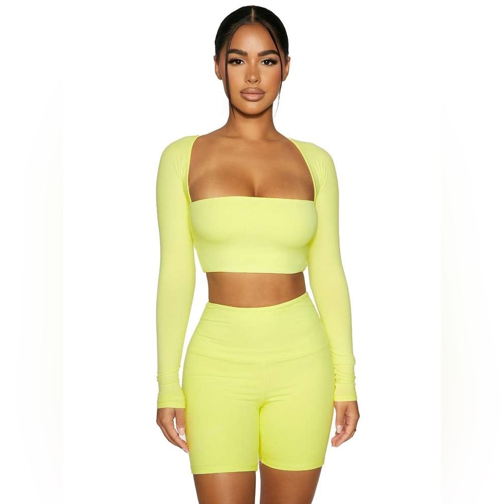 Naked Wardrobe Squared Away Snatched Top & The Snatched In Shorts Set